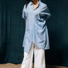 Anila Asymmetric Blue Chambray Shirt, made from Muslin - Full