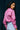 Kalyani Checked Crop Shirt , Jaunty Pink, Elastic Waist, Long Cuffs - Back