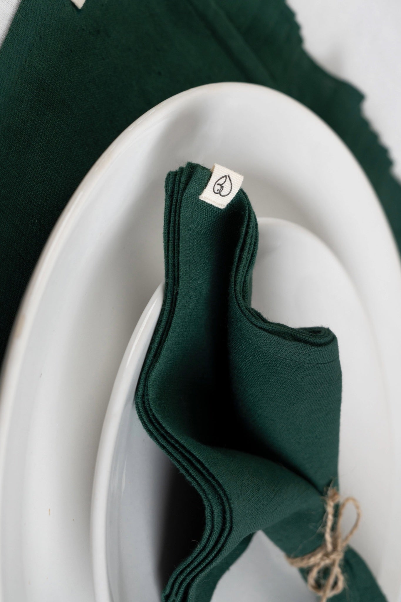 Green Cloth Napkins , set of 4, emerald, soft khadi, sustainable table - Side