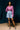 Kalyani Checked Crop Shirt , Jaunty Pink, Elastic Waist, Long Cuffs - Full