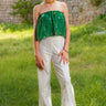 Miami Green Tube Top , Fine, light, Jamdani, Easy fit with gathers - Full