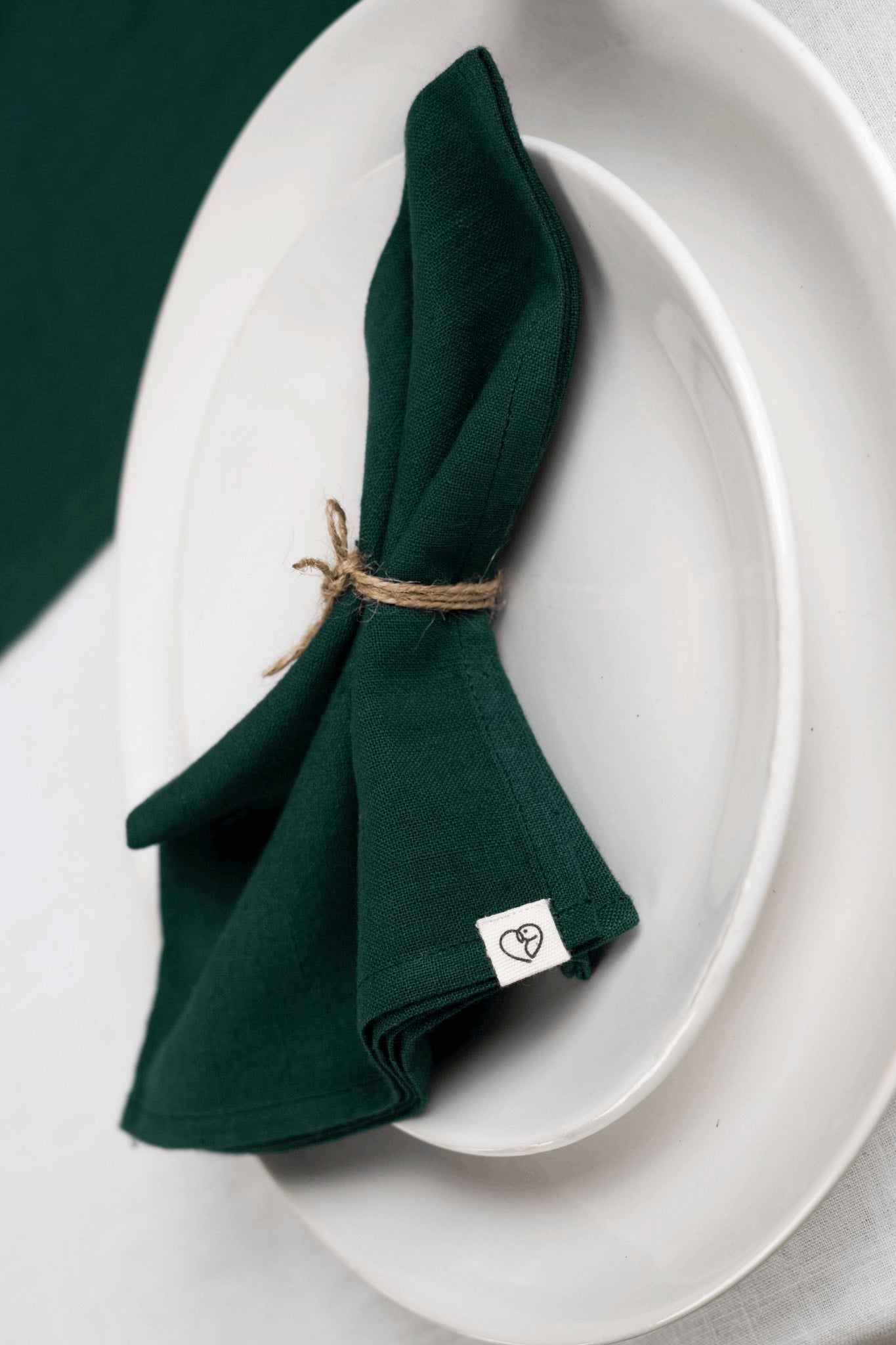 Green Cloth Napkins , set of 4, emerald, soft khadi, sustainable table - Top