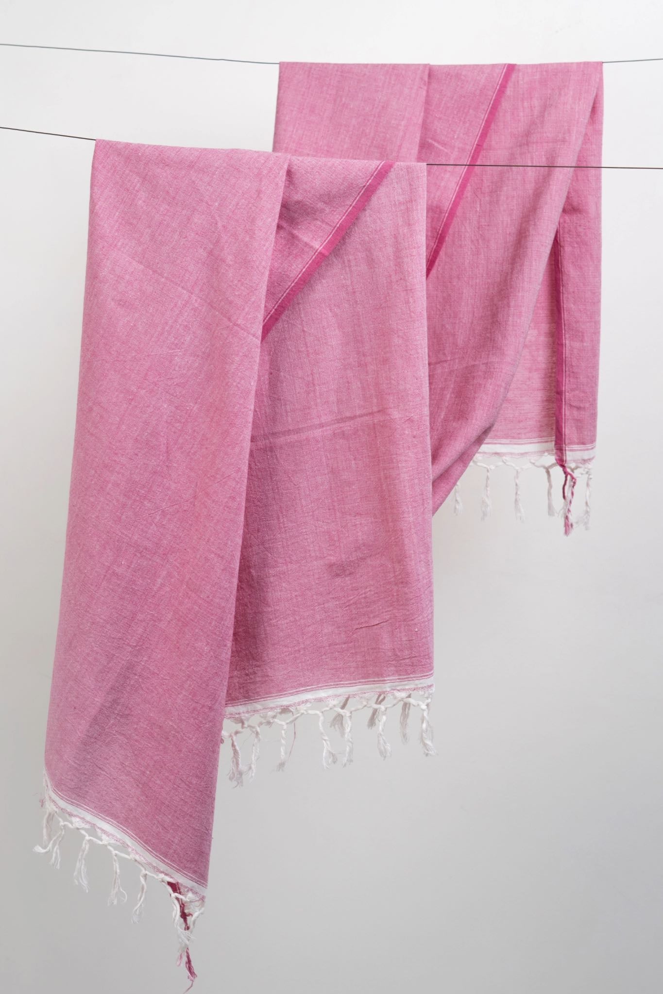 Hand-woven Cotton Towel , Pale Pink Chambray, Super soft and absorbent