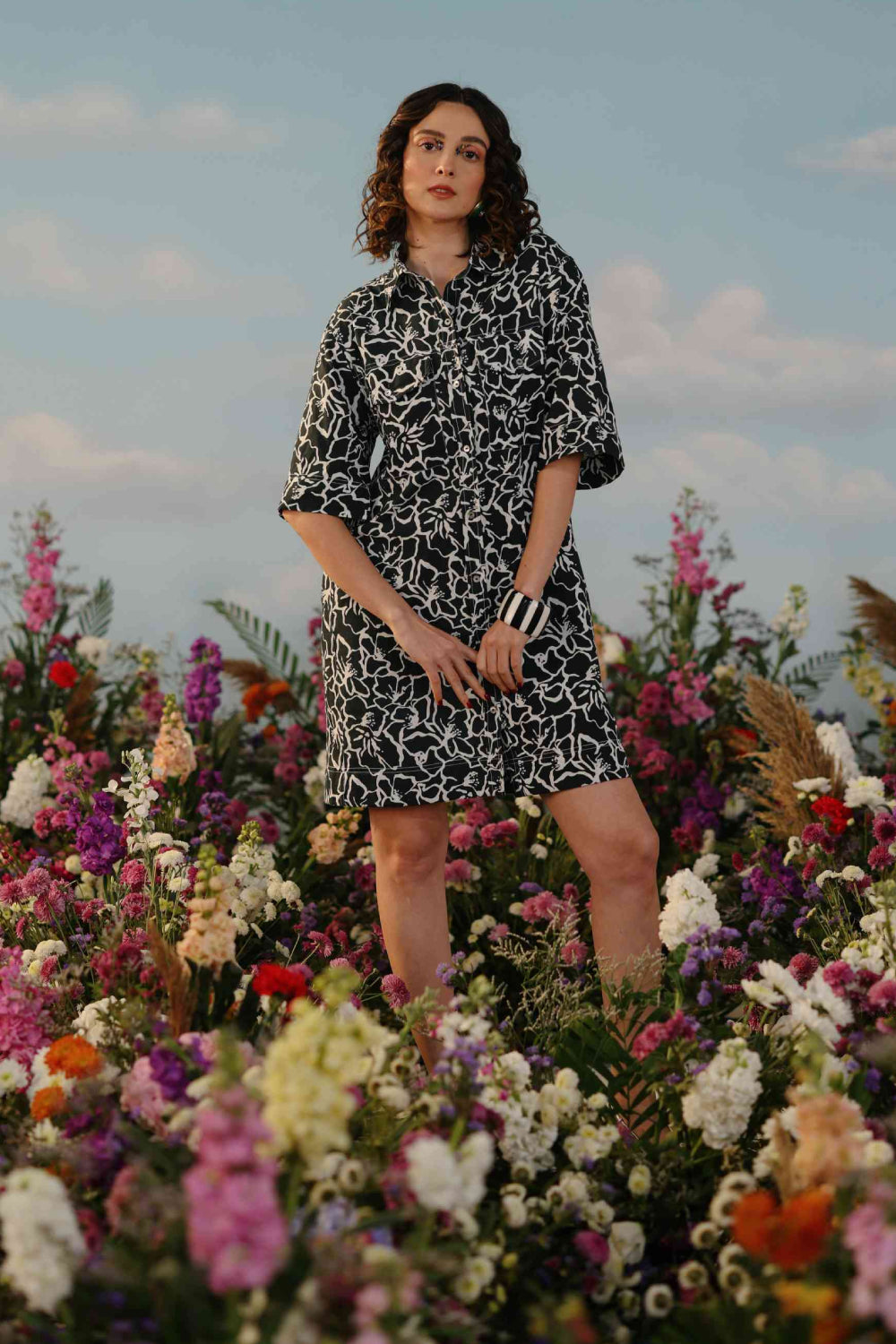 Printemps - Black floral shirt dress