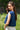 Erice Dark Blue Crop Top , Jamdani, Sleeveless, Pointed Back Collar - Side