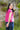 London Bright Pink Crop Top with Collar, Jamdani Checks and Motifs - Side