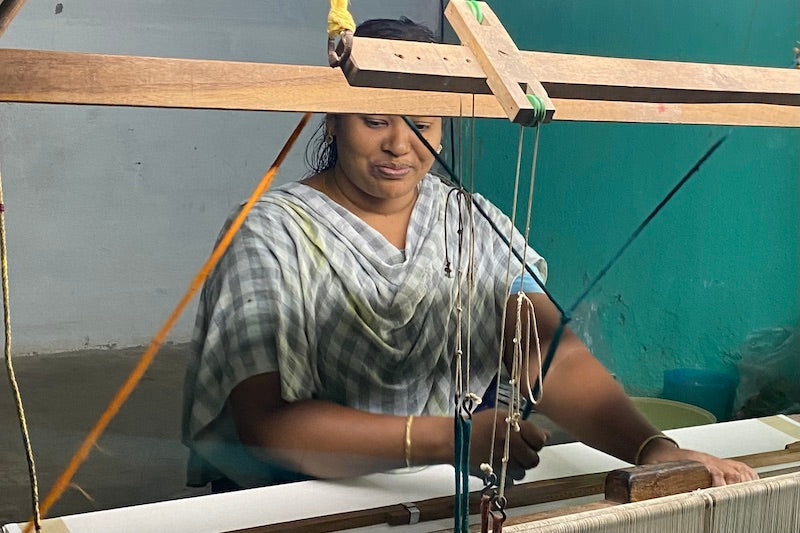 Wooden loom : The making of handwoven fabric
