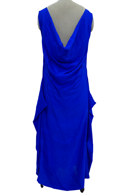 Sleeveless long dress with back cowl neck-Cleopatra Ultramarine