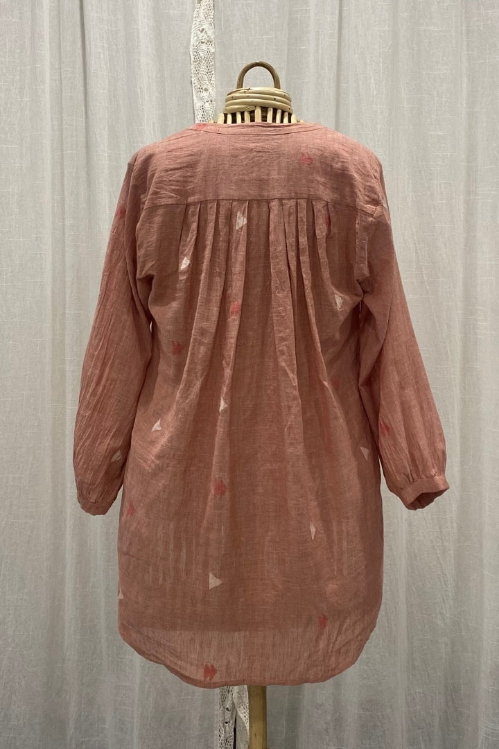 Dusty Rose Muslin Jamdani Handwoven Tunic Top