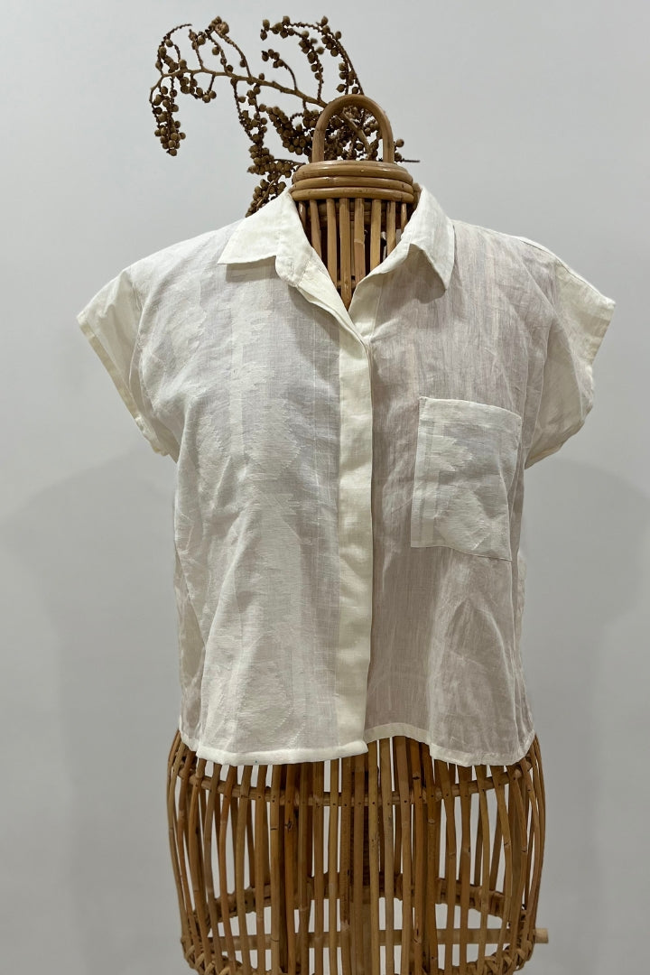 White jamdani shirt-cotton silk