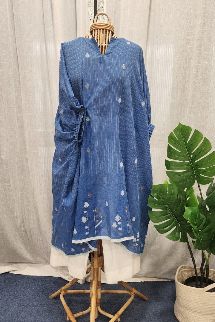 Blue Striped Muslin Jamdani Co-ord Set