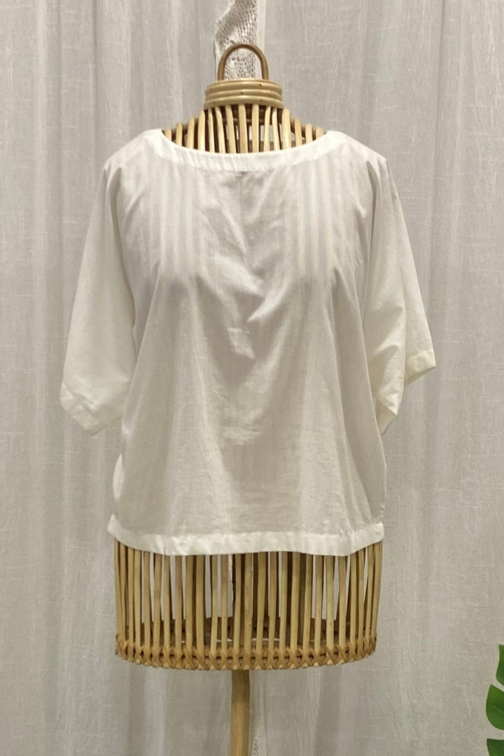 White Handwoven Muslin Boxy Top