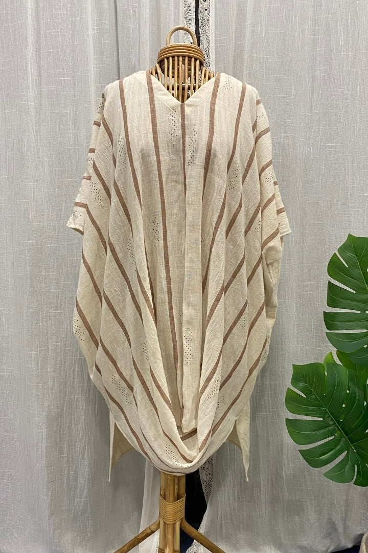 Beige Kala Cotton Tangaliya Cowl Tunic Dress
