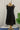 Black Handspun Khadi Dress with Shoulder Flower Tie Details