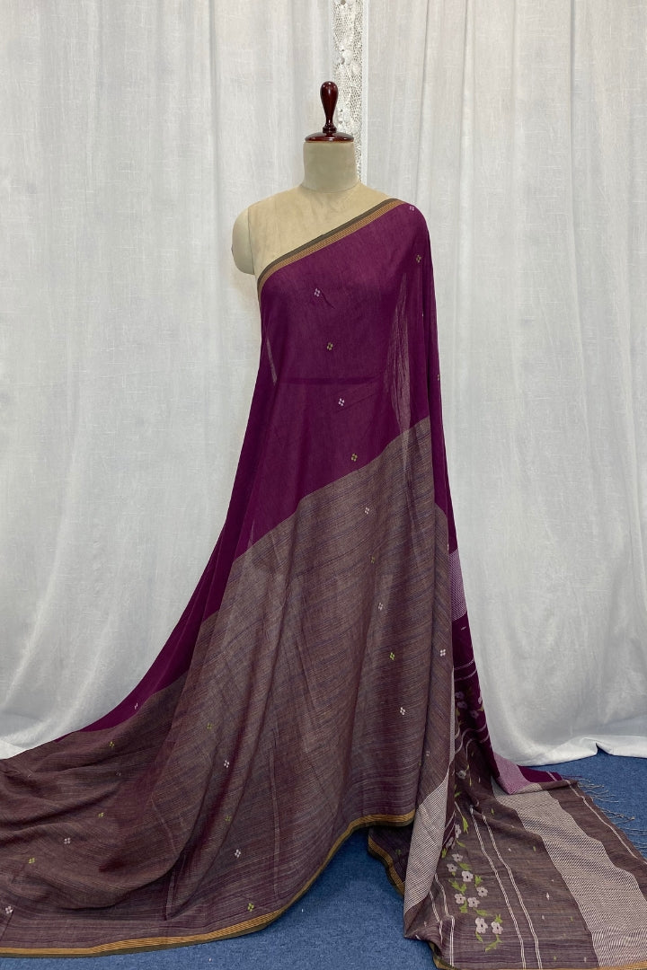 Magenta Jamdani Saree