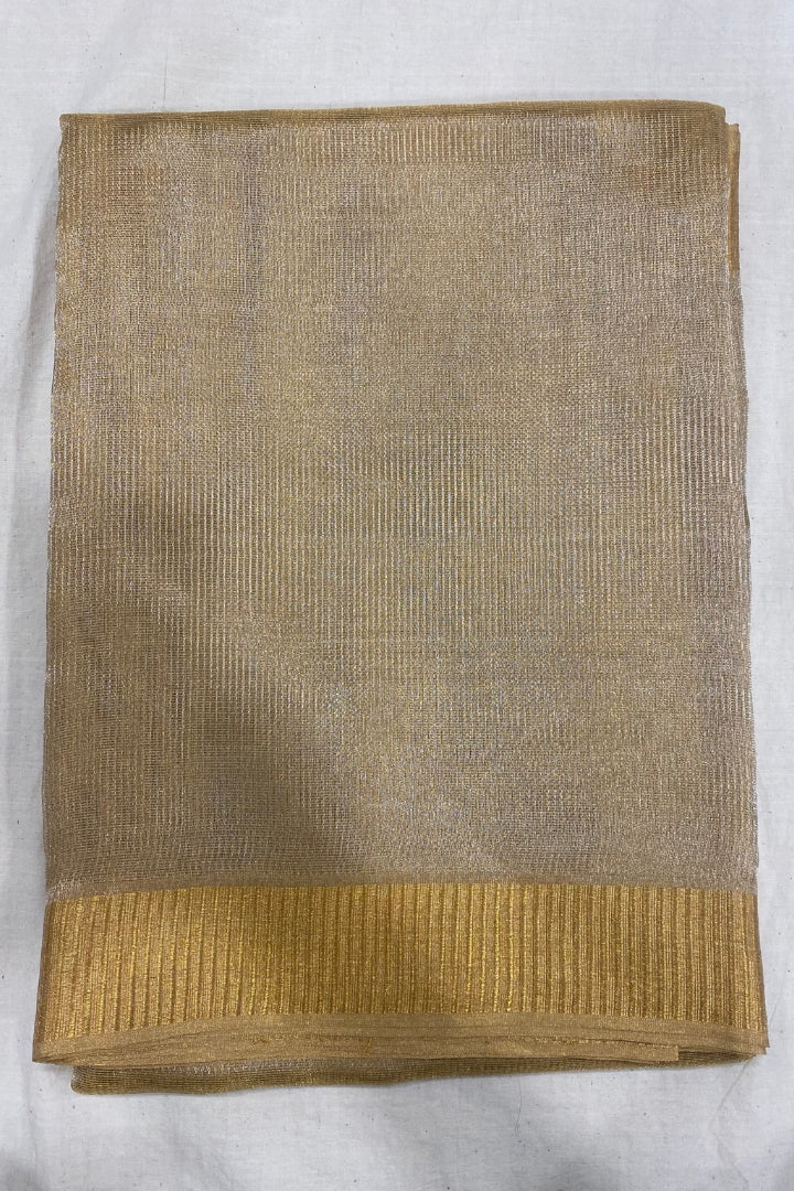 Gold-Silver Tissue Saree with Gold Border