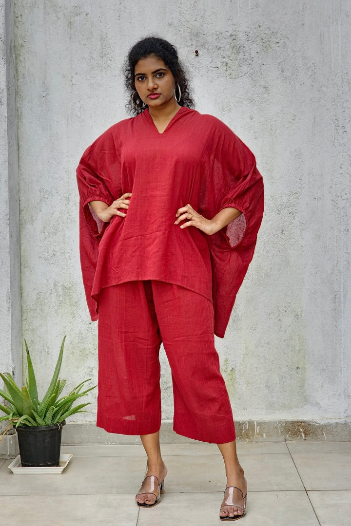Maroon Muslin Co-ord Set
