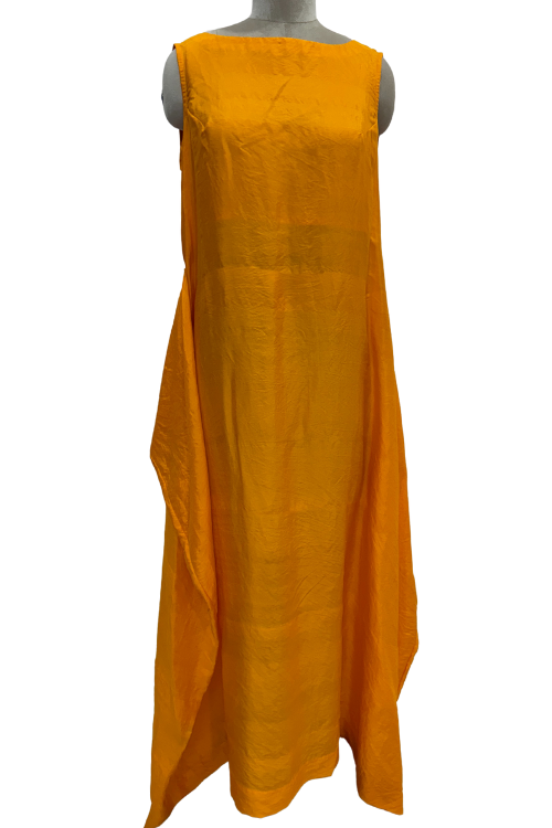 Sleeveless long dress with back cowl neck-Cleopatra Marigold