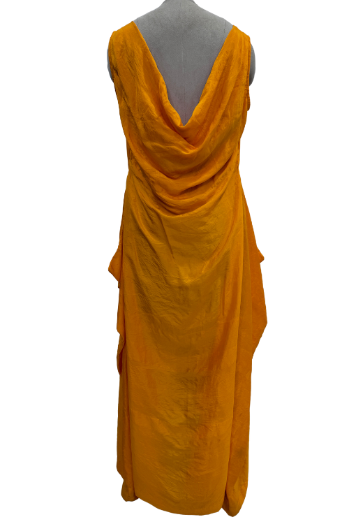 Sleeveless long dress with back cowl neck-Cleopatra Marigold