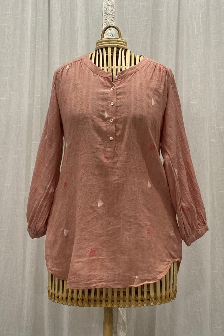 Dusty Rose Muslin Jamdani Handwoven Tunic Top
