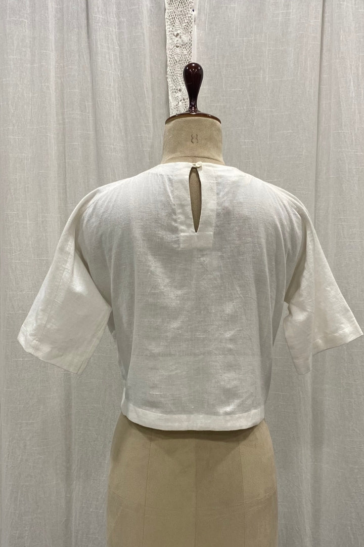 White Handwoven Khadi Pocket Top