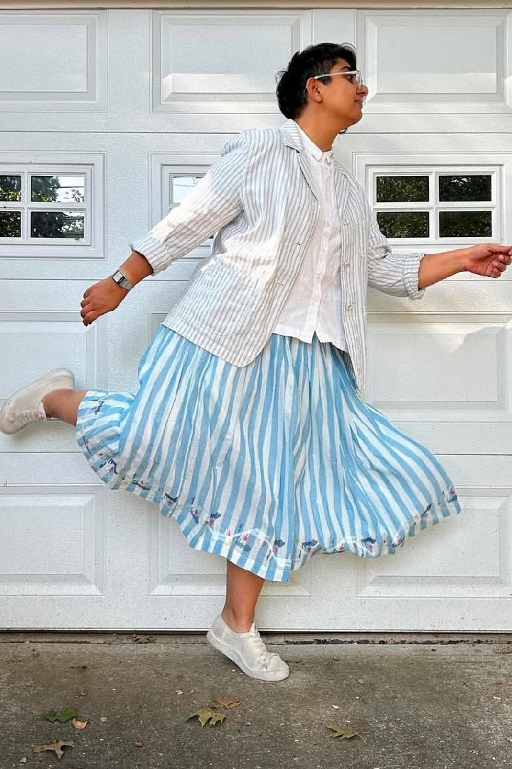 Jamdani Gathered midi skirt