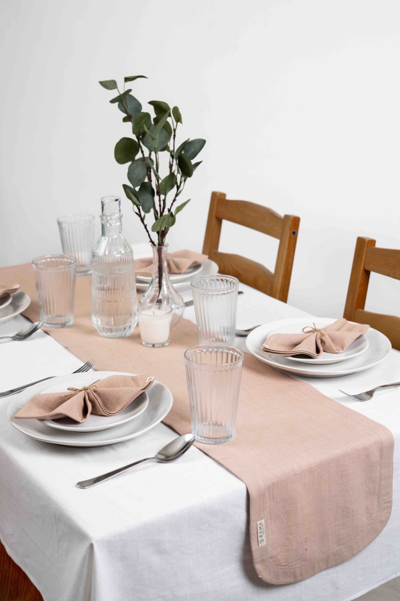 Brown Table Runner , hazelnut, tailored tassles, sustainable table - Table