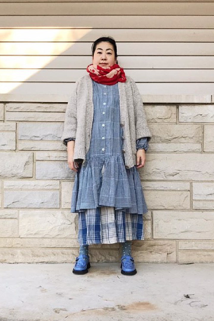 Charulata - Blue and White Checkered Shirt Dress