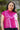 London Bright Pink Crop Top with Collar, Jamdani Checks and Motifs - Front