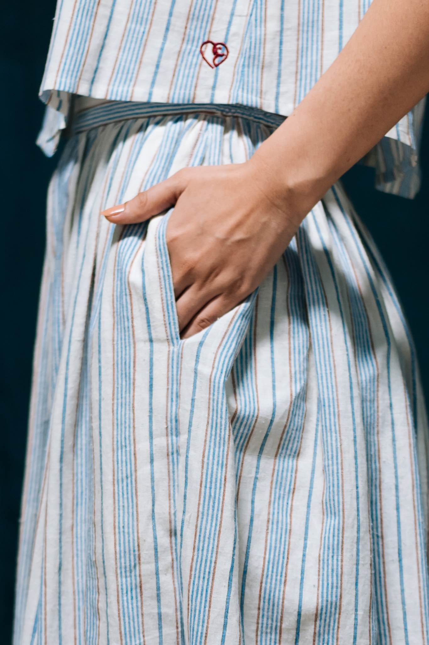 Neelam Clamp White & Blue Designer Cotton Co-ord Set For Women Online