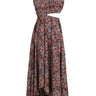 Cut-Out Detail Flared Dress-100% Cotton brown-Multi -Chintz- front g