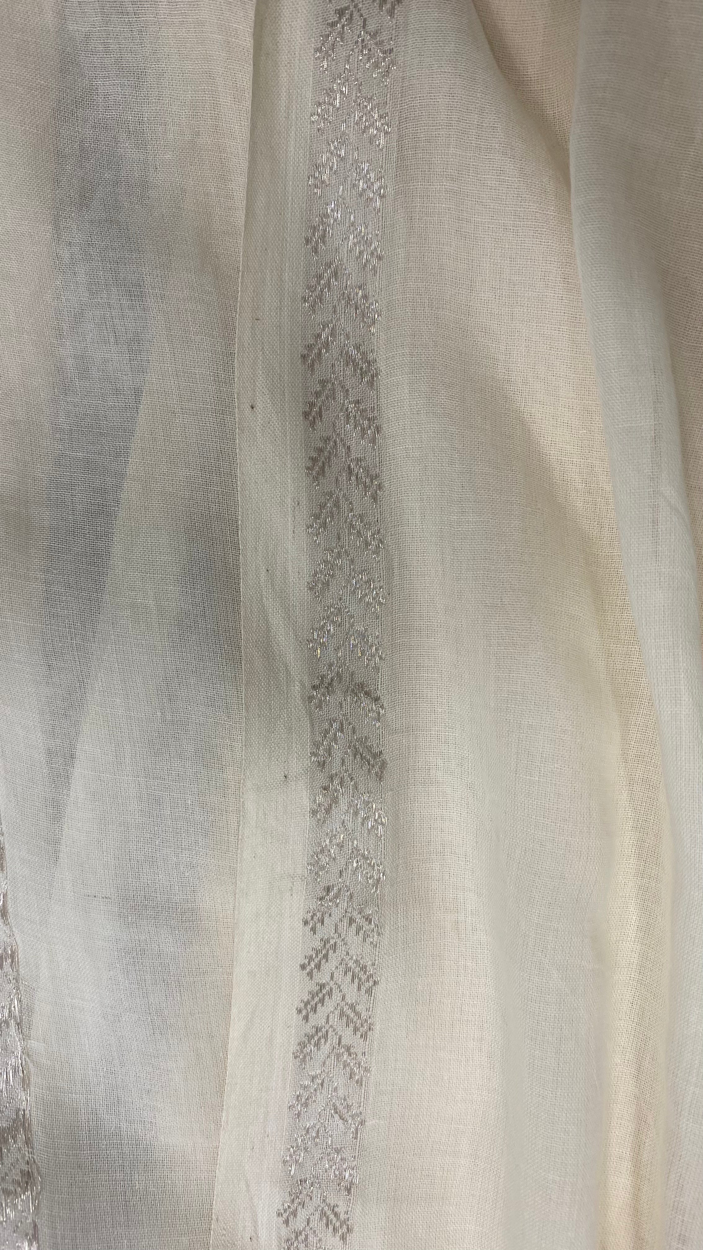 Beige Muslin Saree with Zari Border