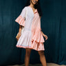 Mini : Dress with Frills , Peach and white muslin, Feminine, Anti-fit - Full