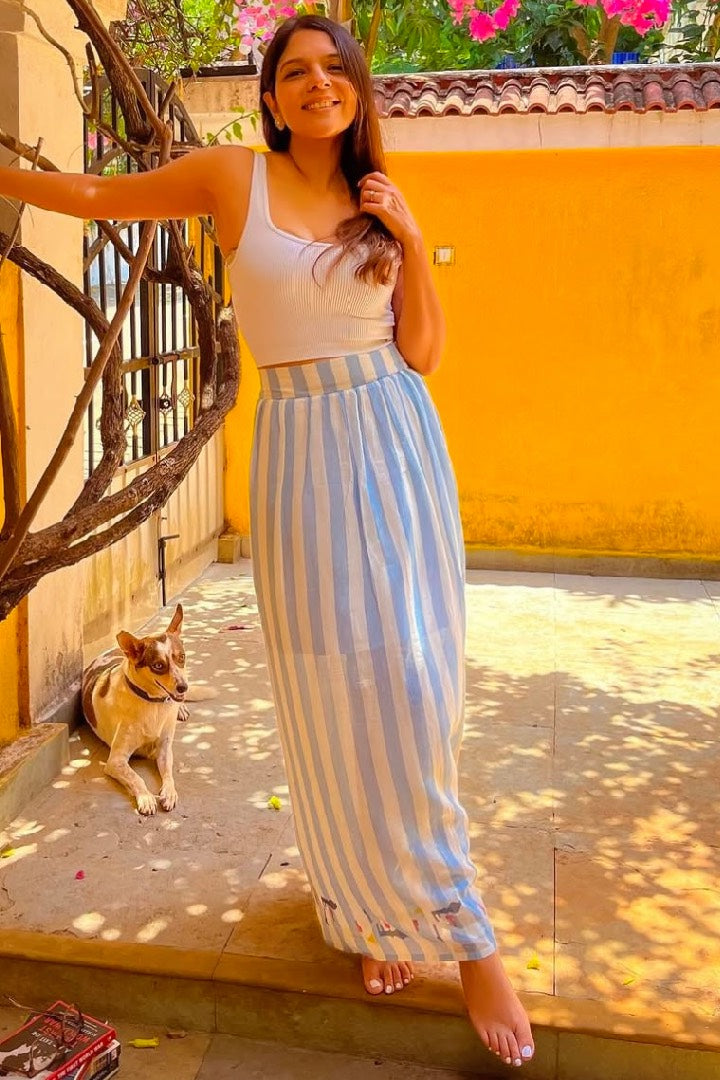 Neeraja - Long Jamdani Skirt with Slit