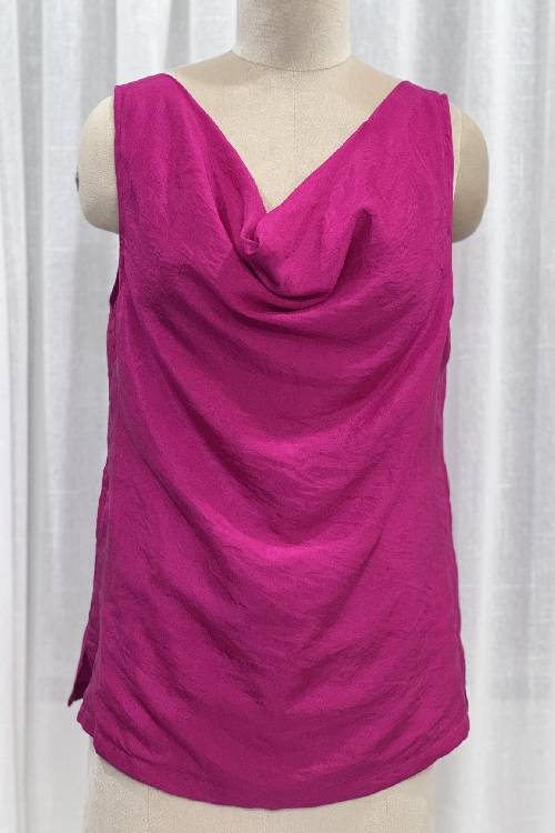 Sleevless blouse with cowl neck- Zenobia Fuchsia