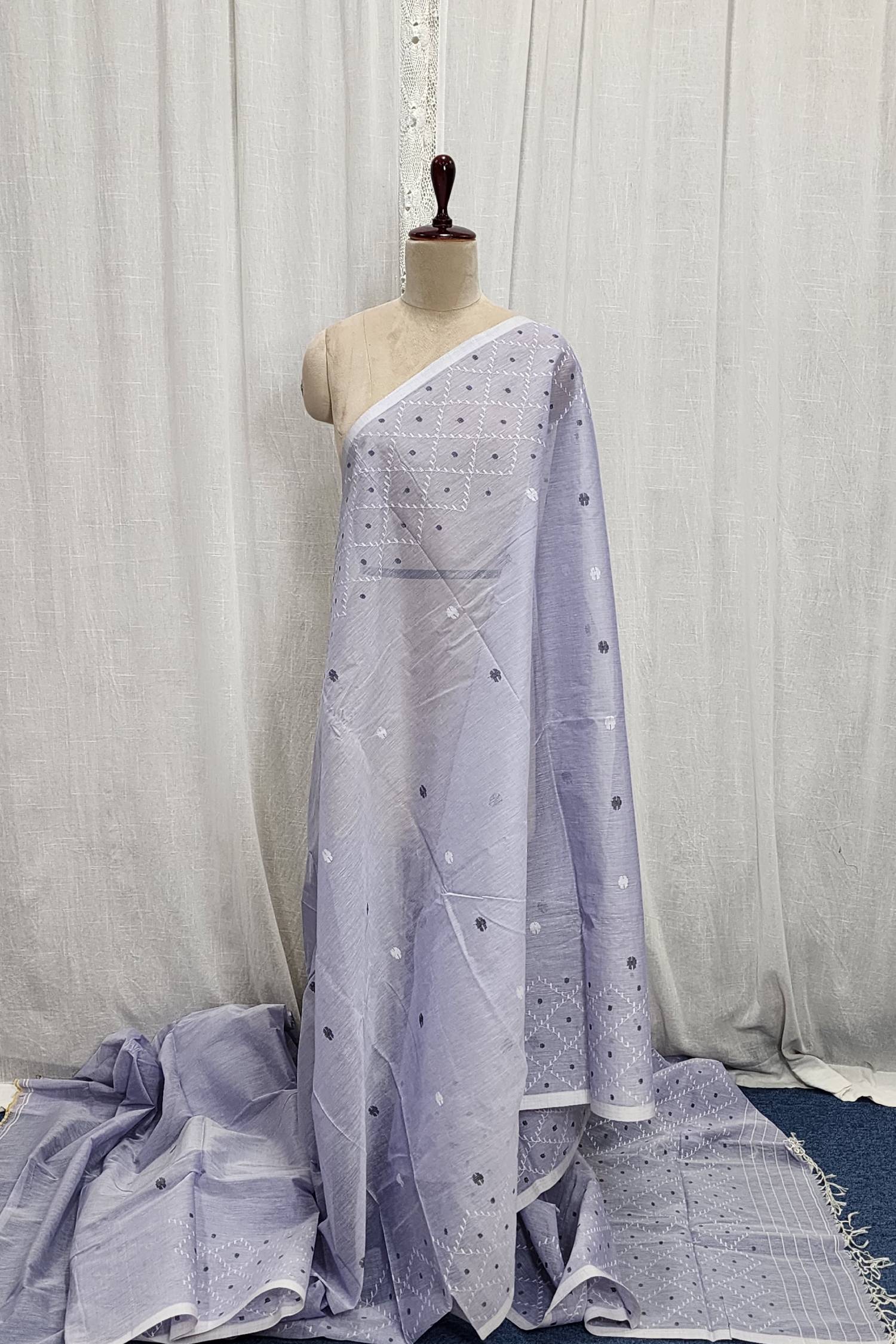 Lavender Jamdani Saree