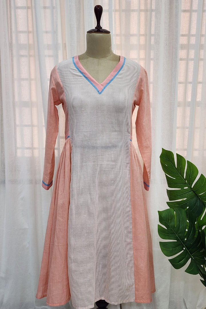 Peach full sleeves dress