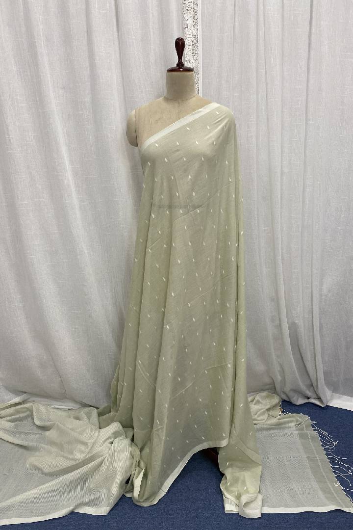 Grey Muslin Jamdani Saree with Buttis