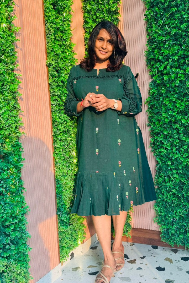 Bottle green Structured dress