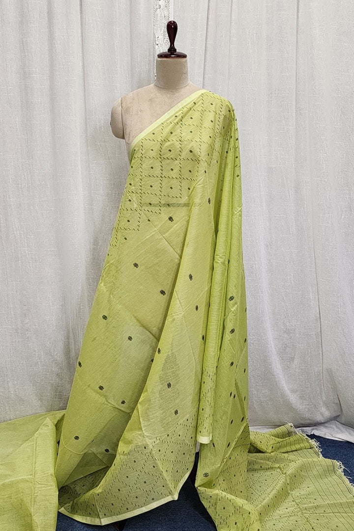 Light Green Jamdani Saree with Motifs