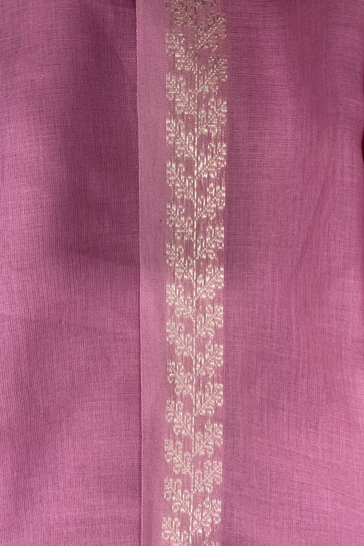 Mauve Muslin Saree with Zari Border