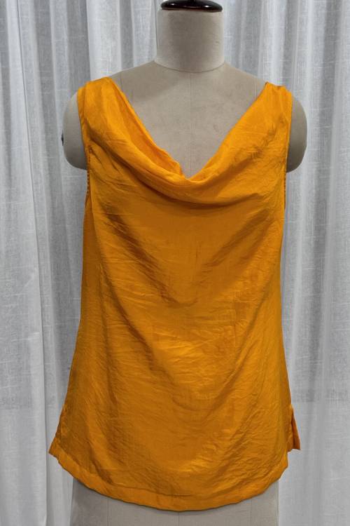 Sleevless blouse with cowl neck- Zenobia Marigold